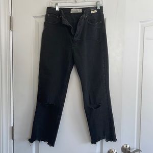 Abercrombie & Fitch Cropped, frayed black jeans, size 28/6
